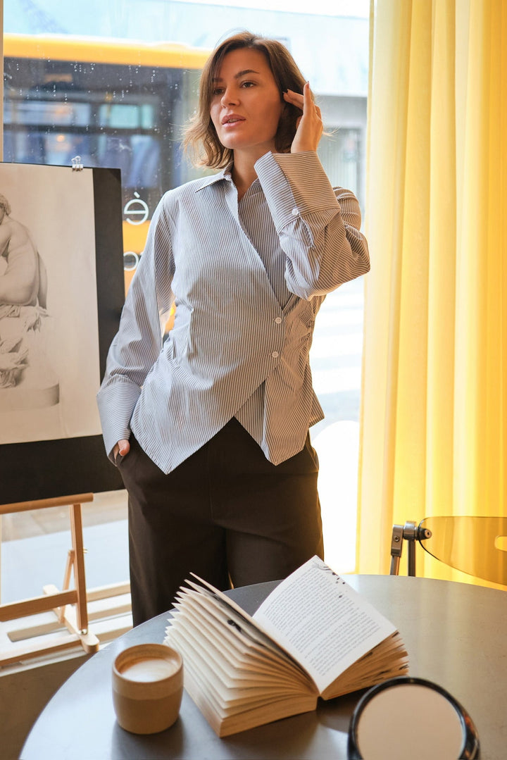 Neo Noir - Fenli Striped Shirt 165677 - 130 - Grey