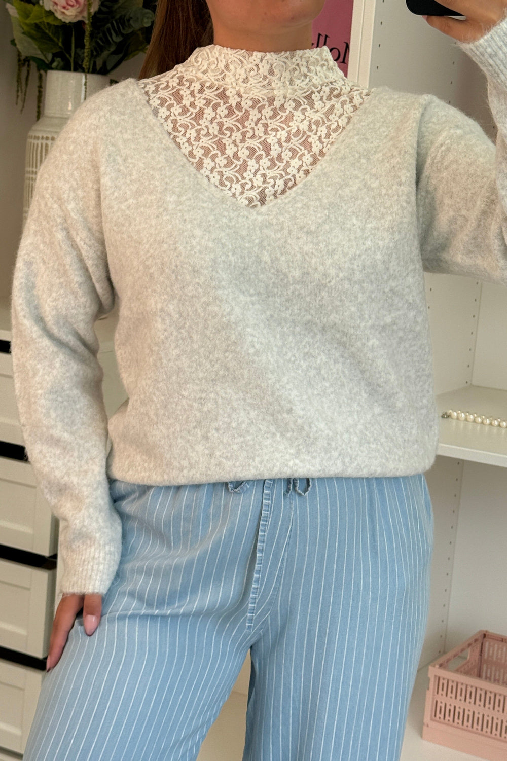 A-bee - Clarisse Striktrøjer - Light grey Strikbluser