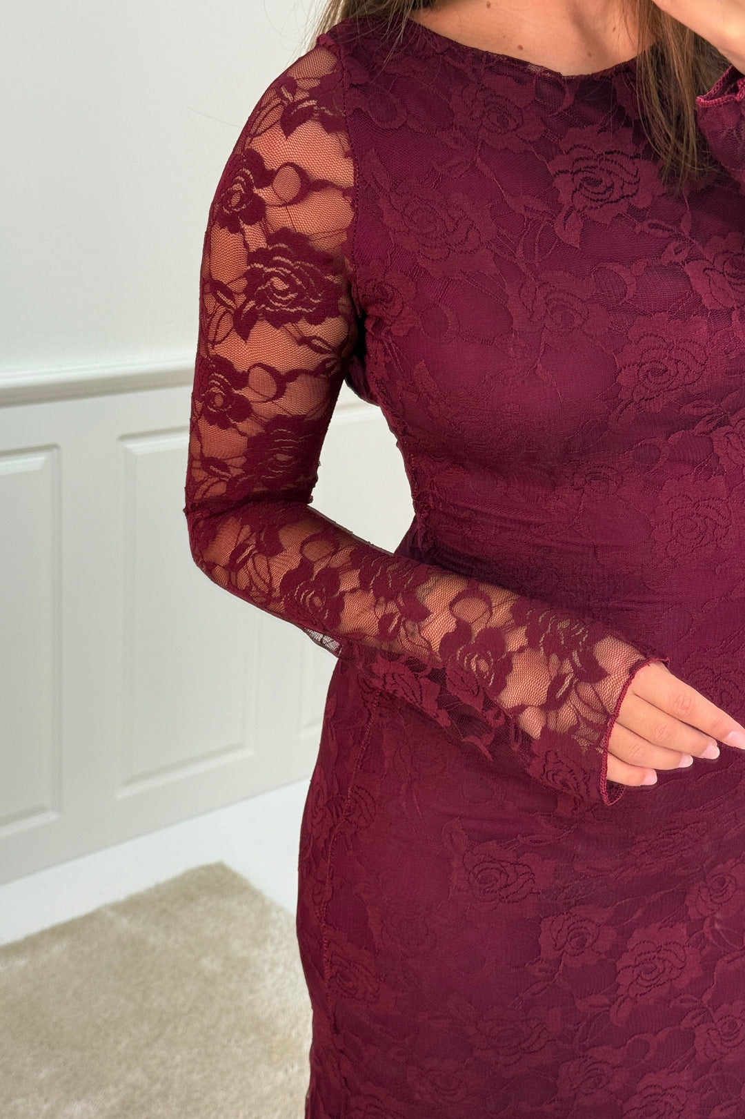 A-bee - Ramona Dress - Burgundy Kjoler