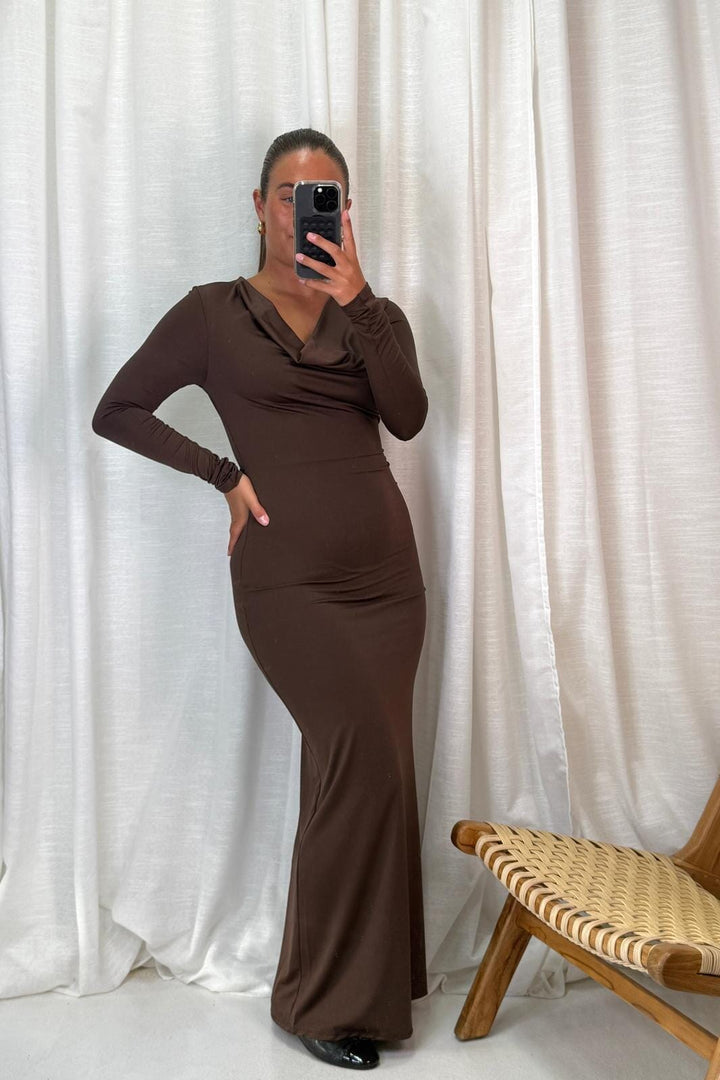 A-bee - Serena Dress - Brown Kjoler