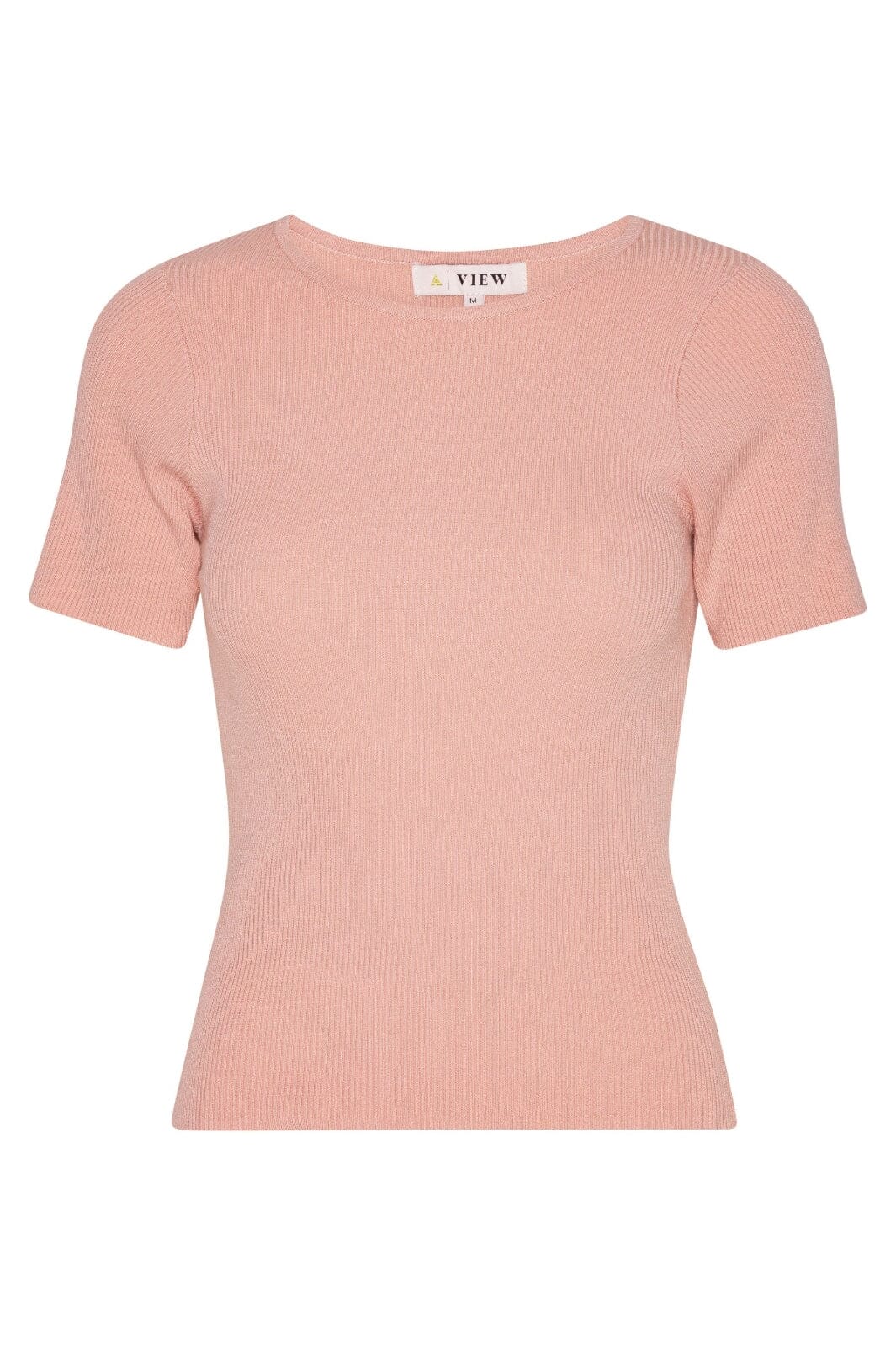 A-View - Rib Knit Short Sleeve Top - 298 Rose