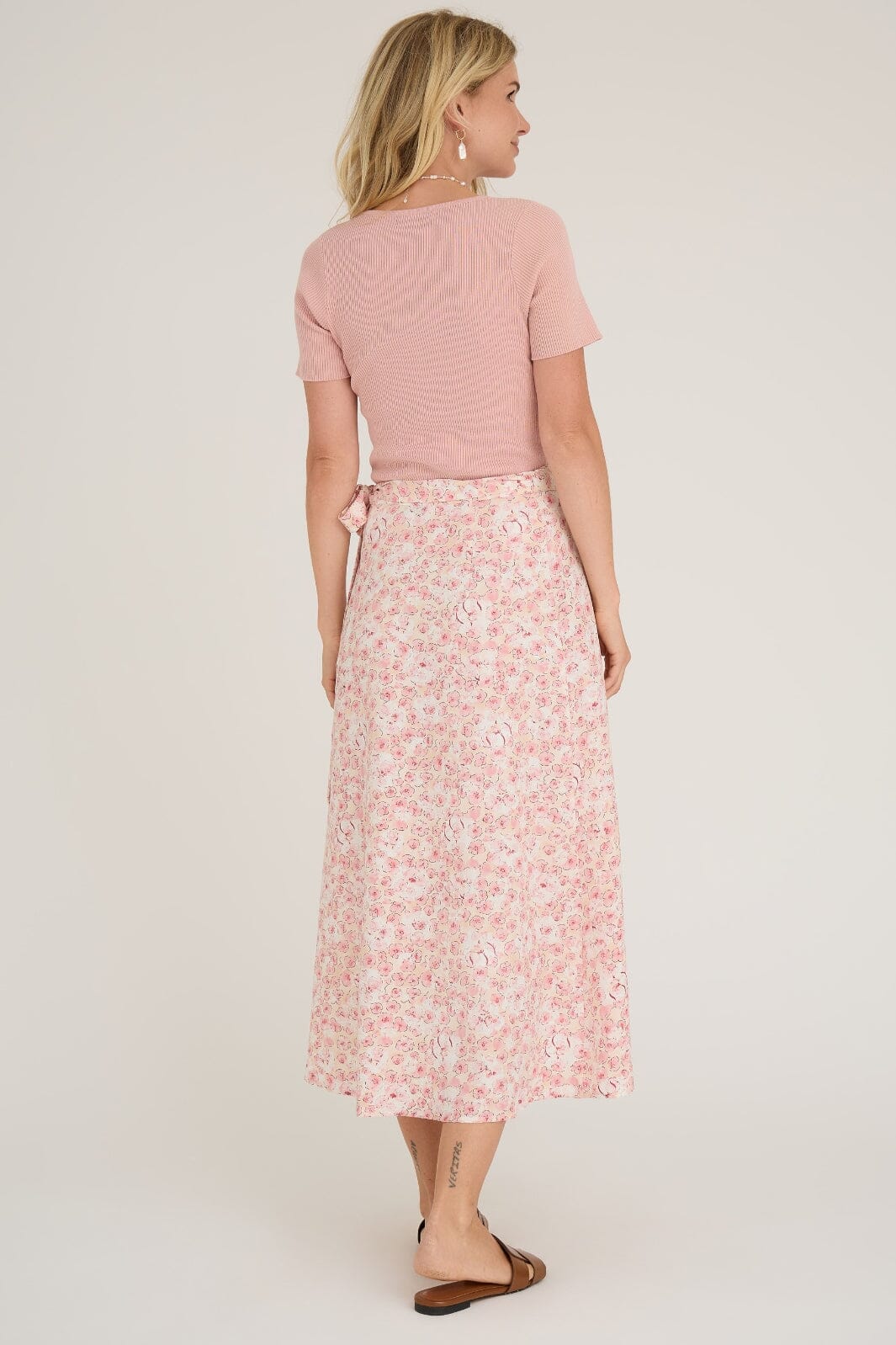 A-View - Rib Knit Short Sleeve Top - 298 Rose