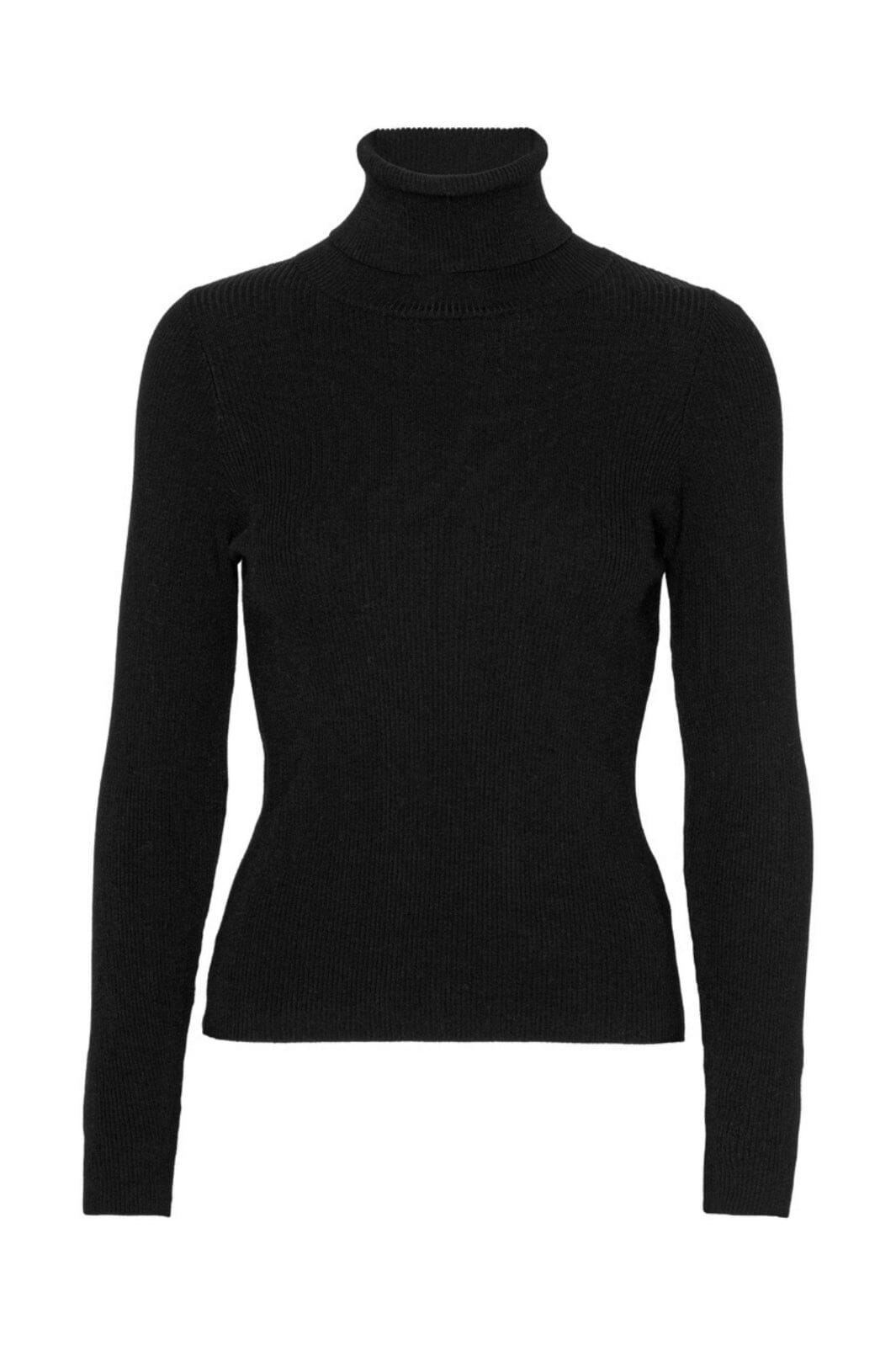 A-View - Rib Rollneck Blouse - 999 Black Strikbluser