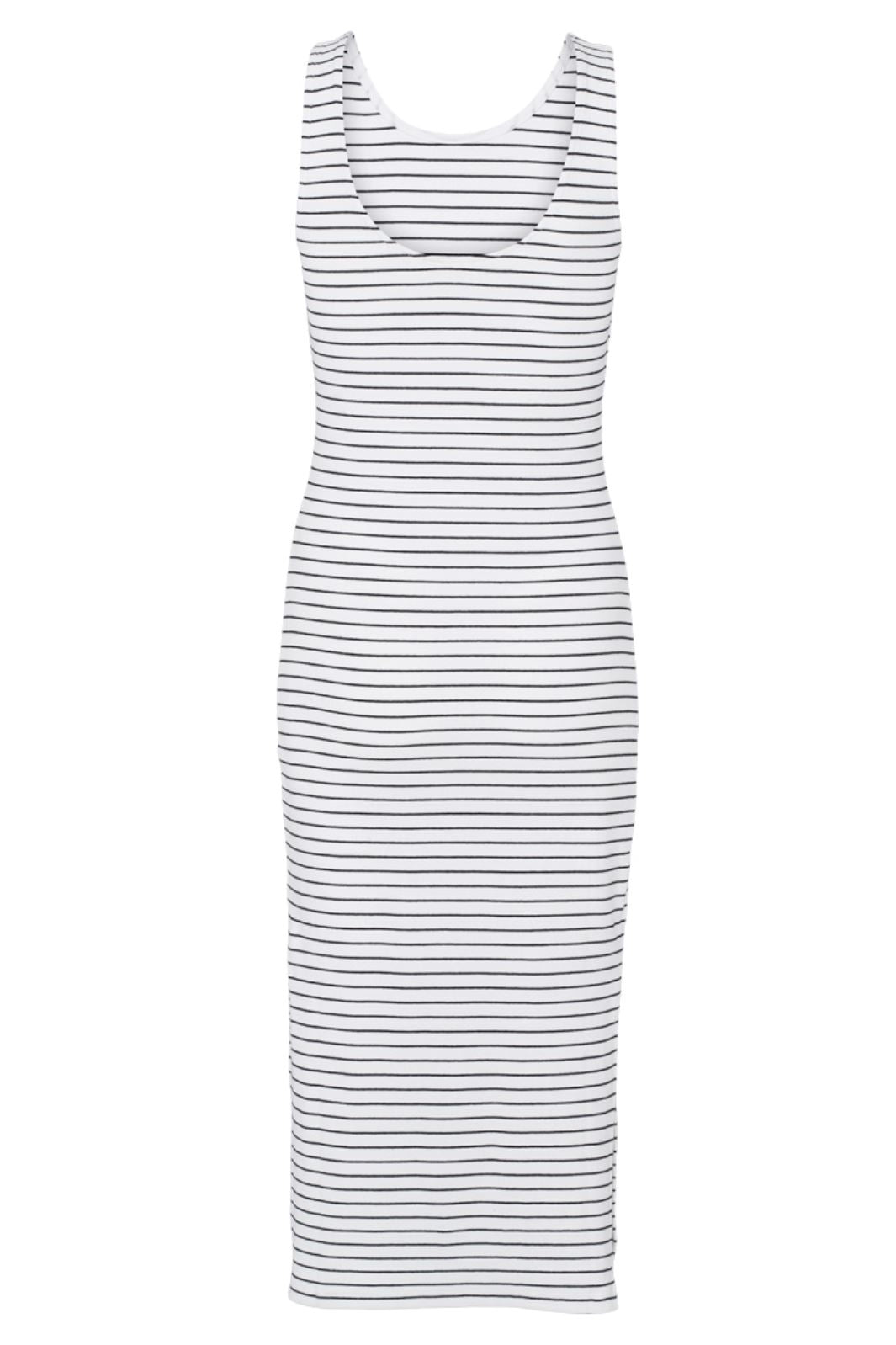 Basic Apparel - Ludmilla Openback Dress - 702 Bright White / Black Kjoler