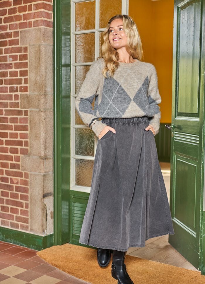 Black Colour - Bcbeth Argyle Knit Jumper 1226 - Natural Strikbluser