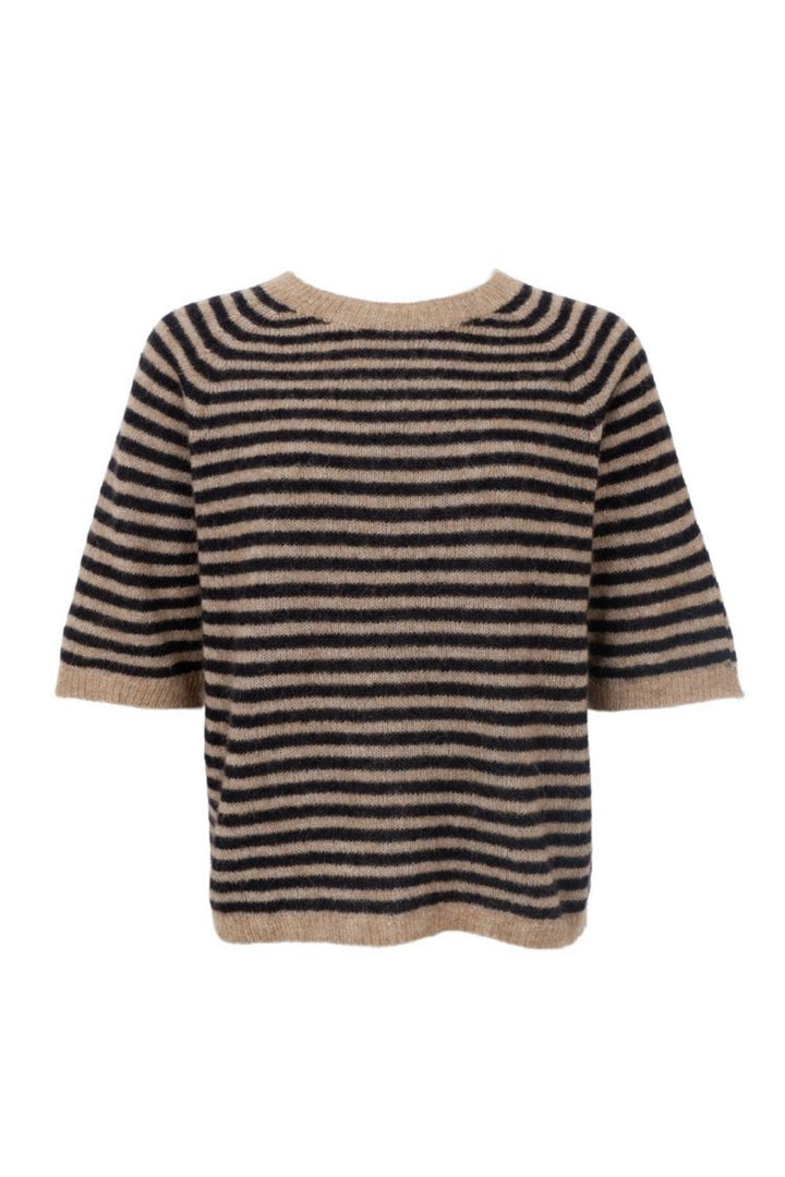 Black Colour - Bcdell Striped Jumper 1214 - Black Strikbluser