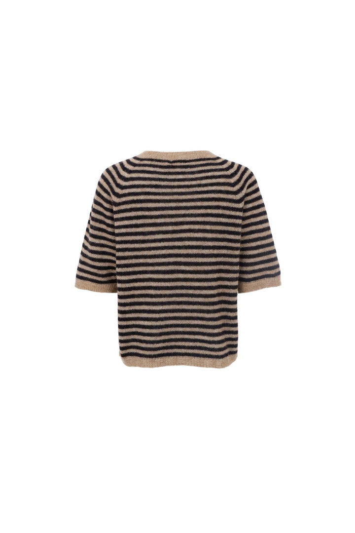 Black Colour - Bcdell Striped Jumper 1214 - Black