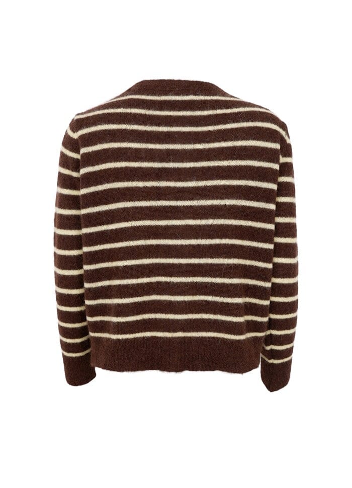 Black Colour - Bcdell Striped Knit Cardigan 1197 - Mocca Cardigans