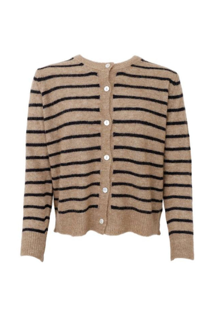 Black Colour - Bcdell Striped Knit Cardigan 1197 - Taupe Cardigans