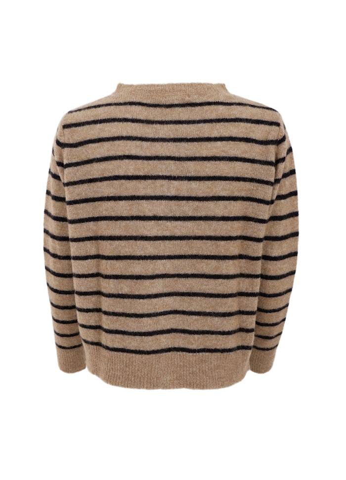 Black Colour - Bcdell Striped Knit Cardigan 1197 - Taupe Cardigans