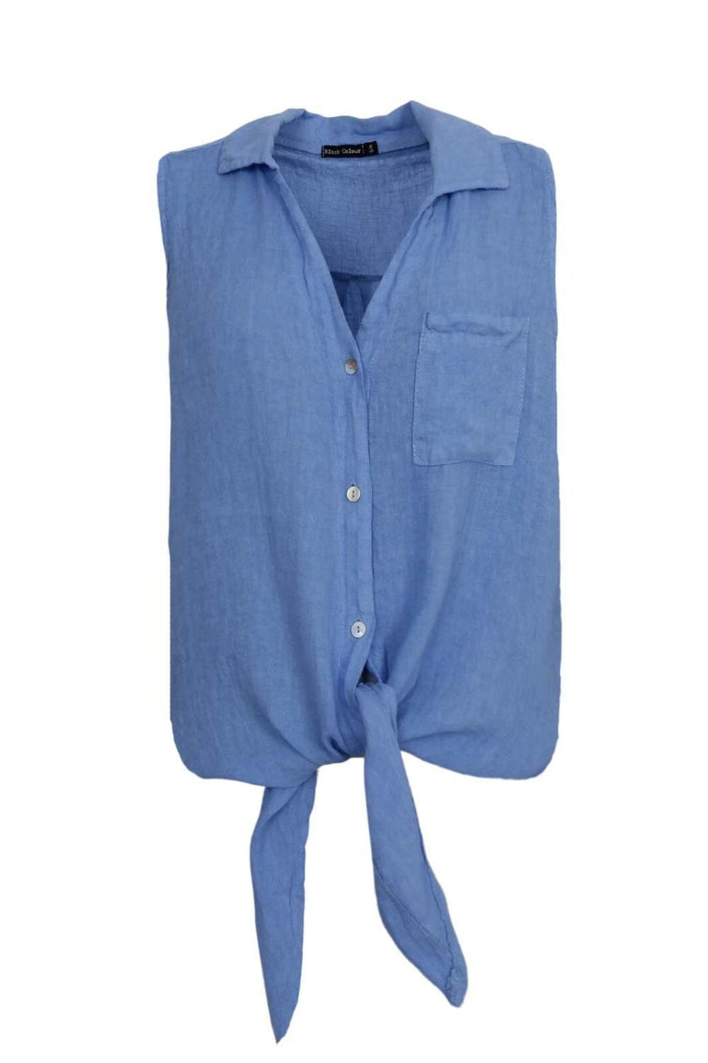 Black Colour - Bcmelina Sleeveless Tie Shirt 40911 - Sky Blue