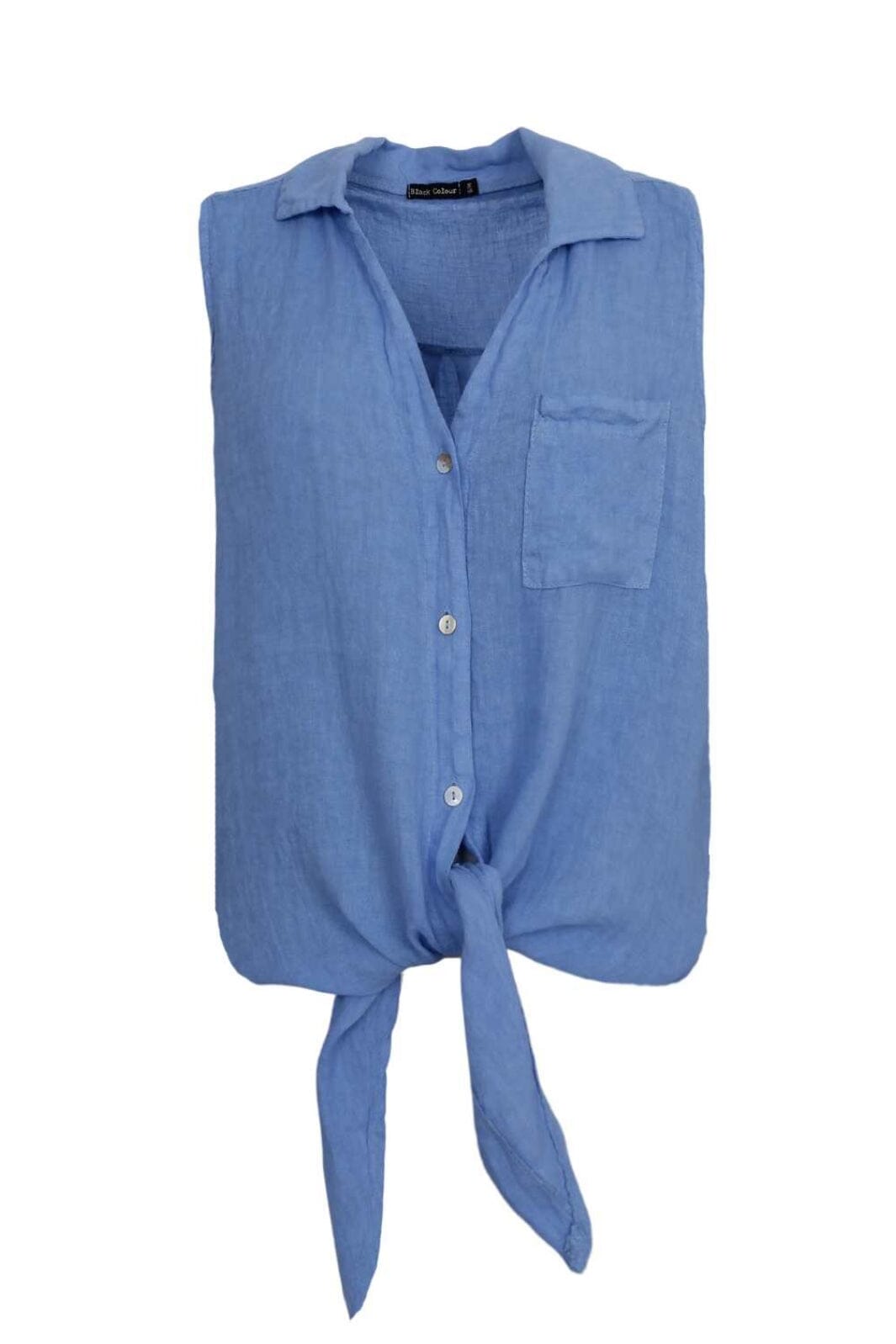 Black Colour - Bcmelina Sleeveless Tie Shirt 40911 - Sky Blue