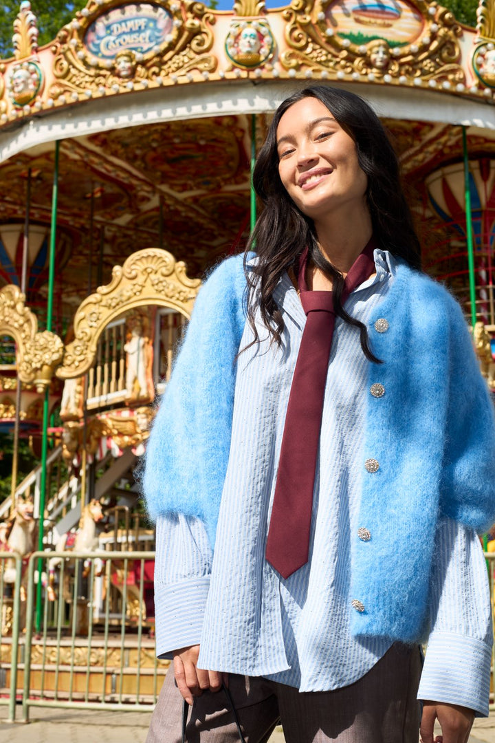 Black Colour - Bcstarry Strass Shirt 40786 - Lt. Blue