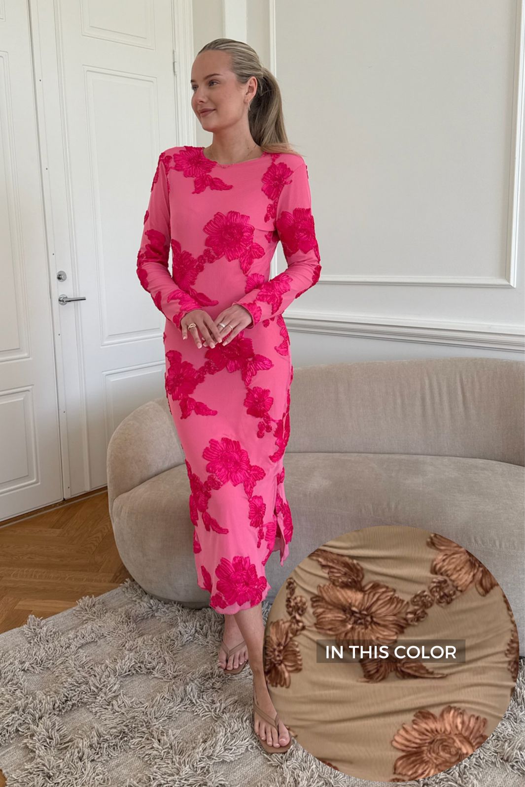 Vorbestellung - BYIC - Eliseic Mesh Dress A23914 - Mocca Flower