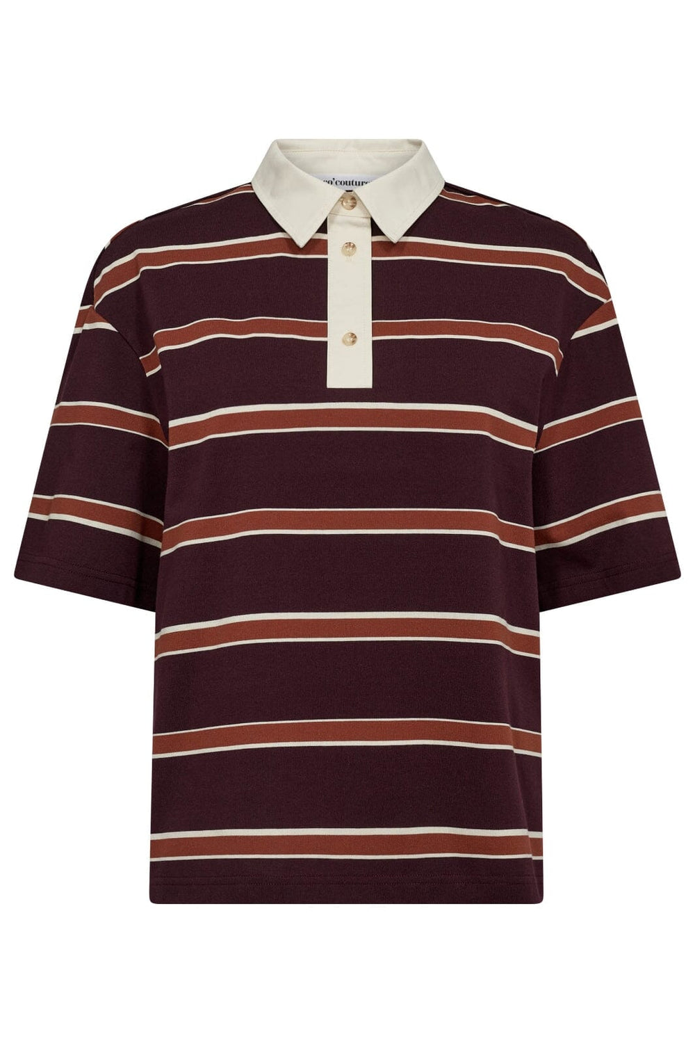 Co´Couture - Augustacc Stripe Polo Tee 33175 - 87 - Winered