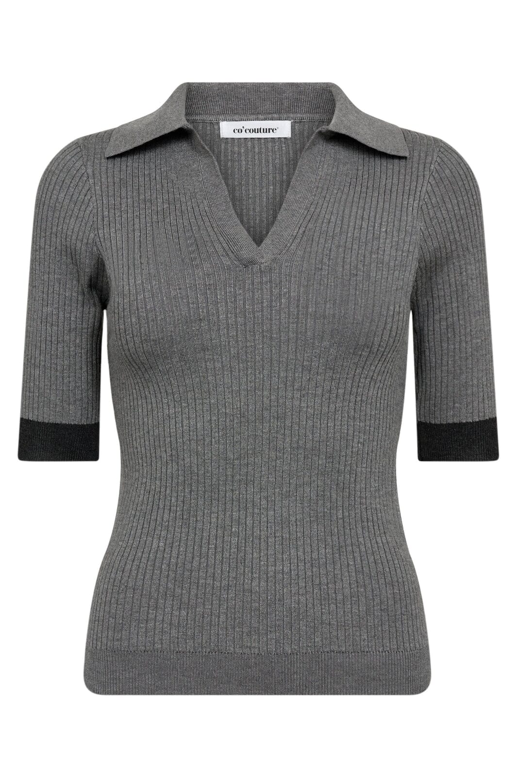 Co´Couture - Bonnycc Polo Ss Knit 32205 - 139 - Mid Grey