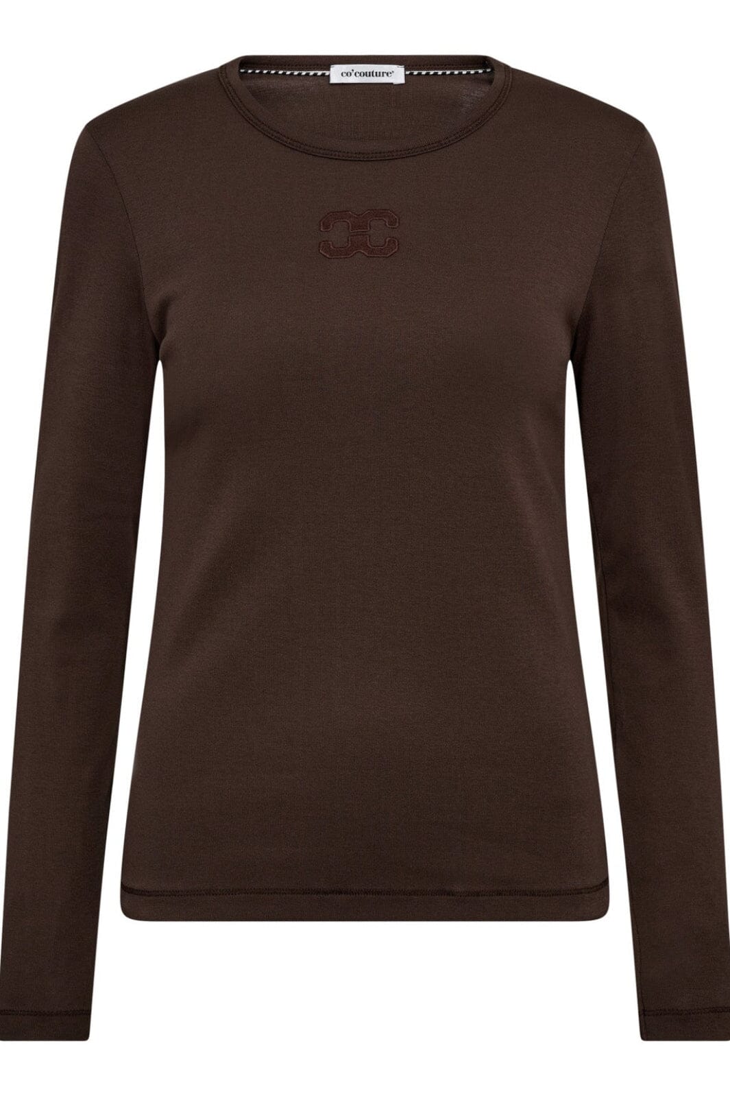 Co´Couture - Grannycc Embroidery Ls Tee 33180 - 145 - Dark Brown Bluser