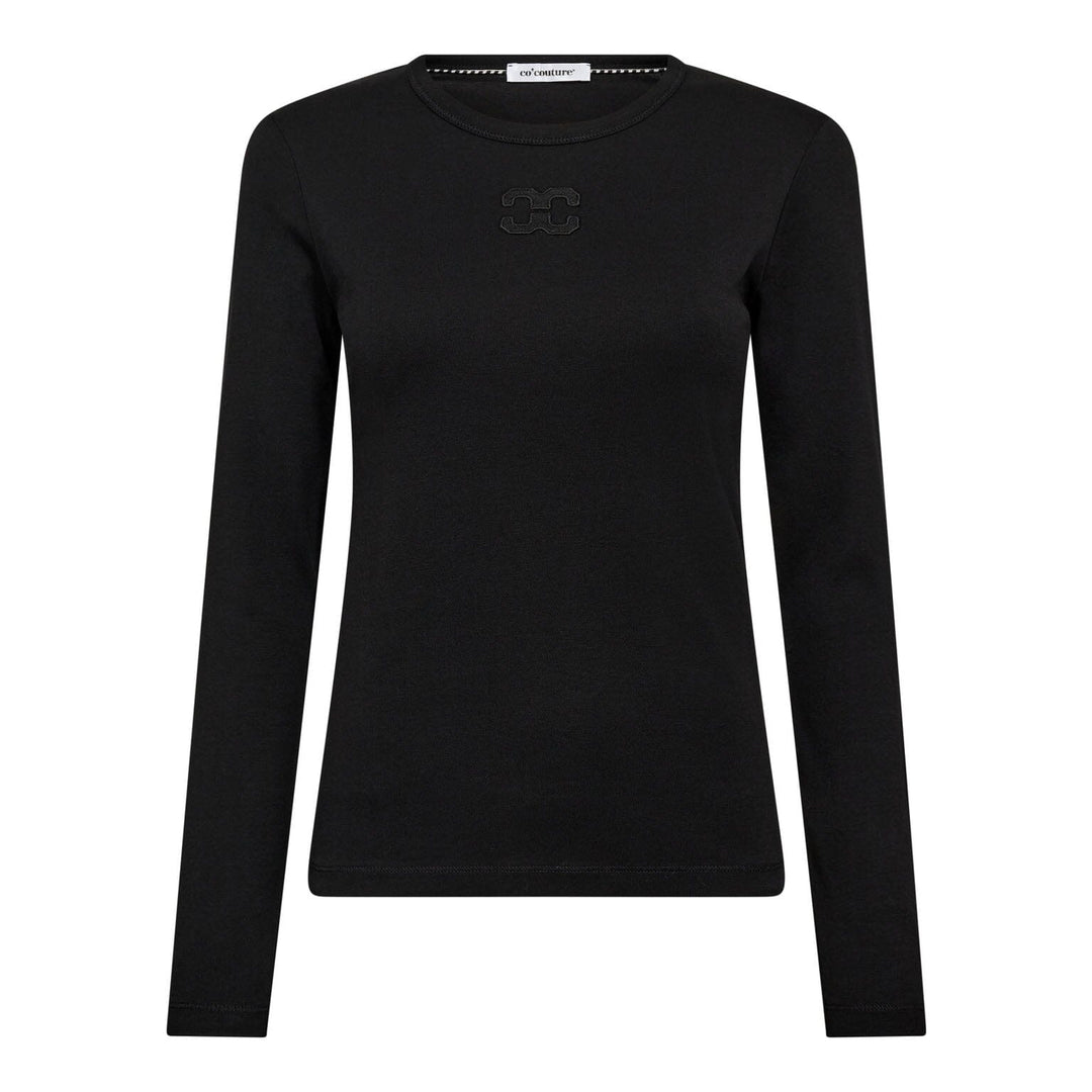Co´Couture - Grannycc Embroidery Ls Tee 33180 - 96 - Black T-shirts