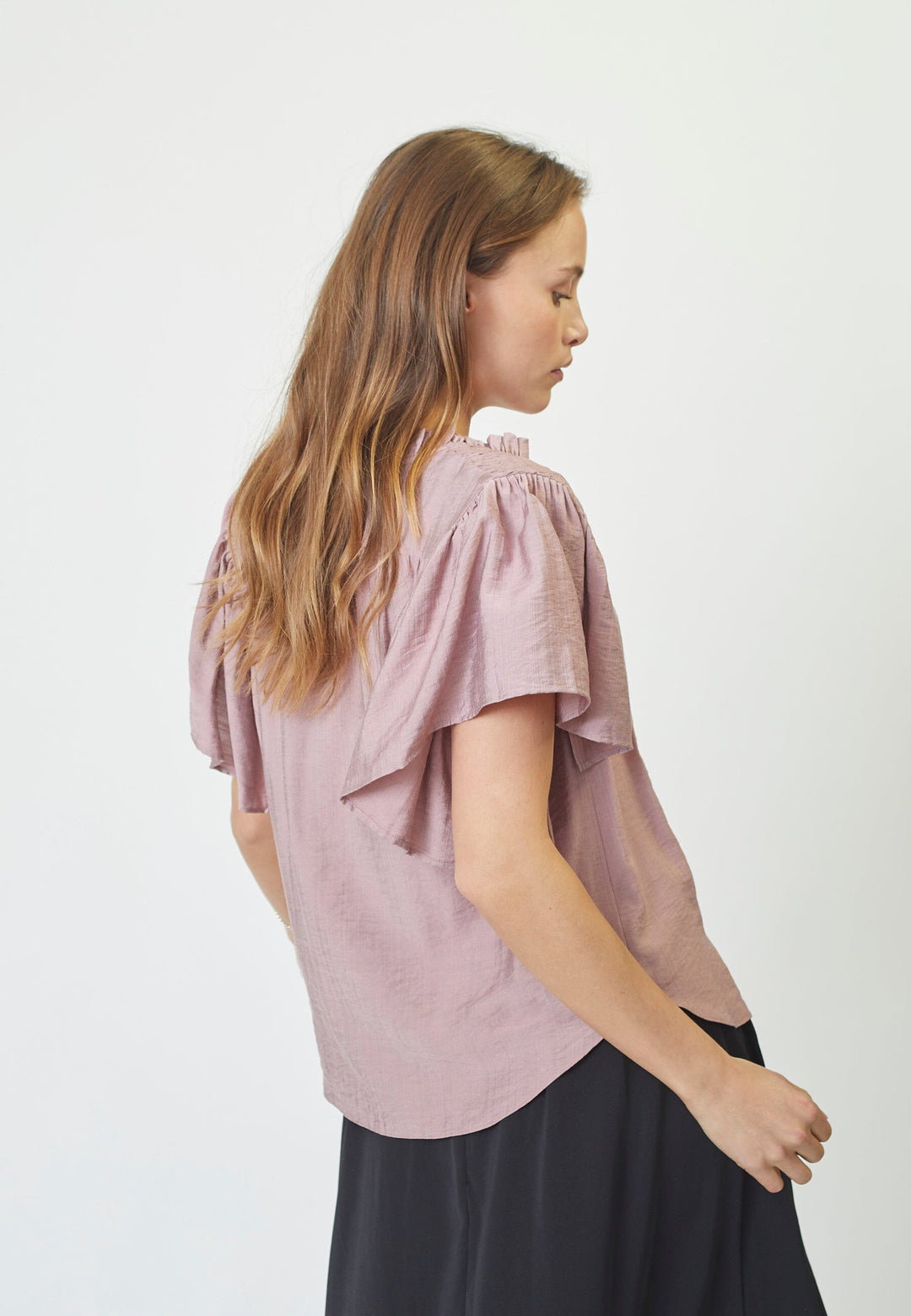 Co´Couture - Heracc Ss Frill Top 35703 - 103 - Old Rose Skjorter