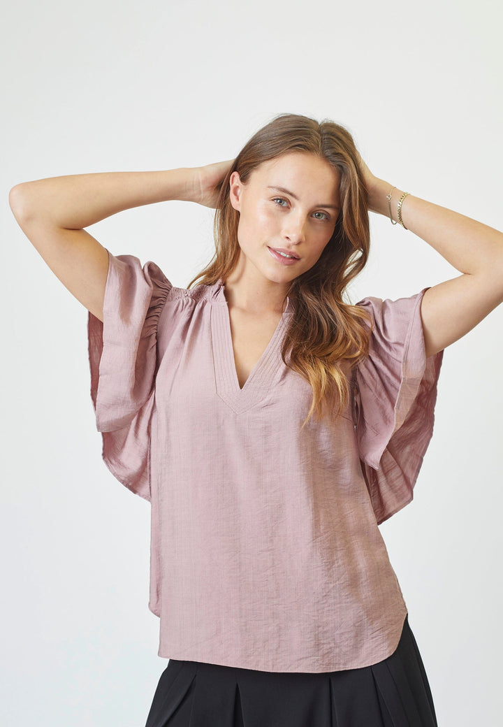 Co´Couture - Heracc Ss Frill Top 35703 - 103 - Old Rose Skjorter