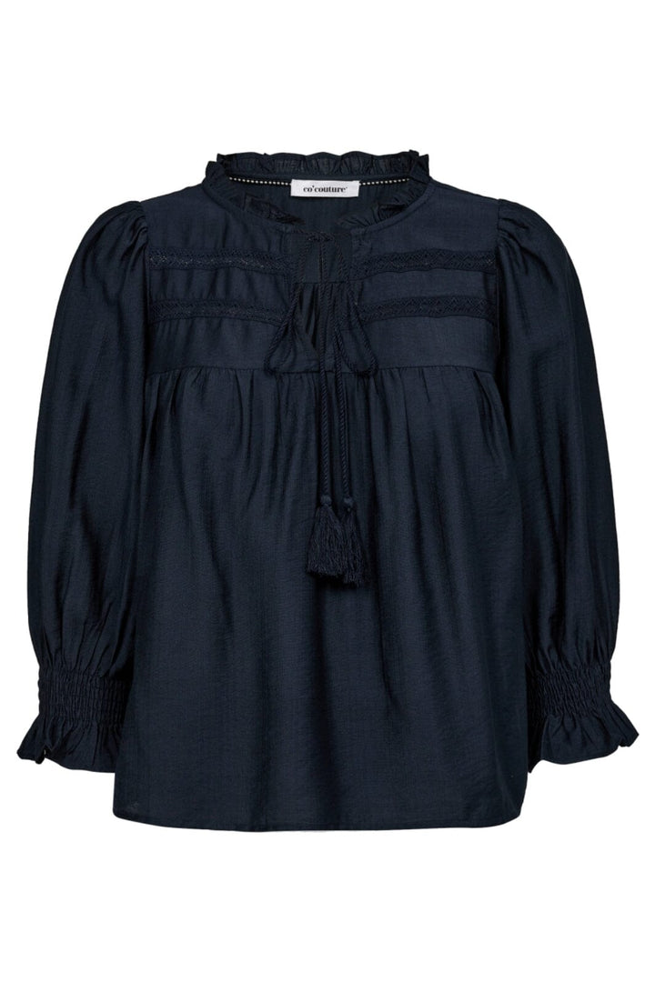 Co´couture - Heracc Tie Lace Ss Blouse 35536 - 61 Ink Skjorter