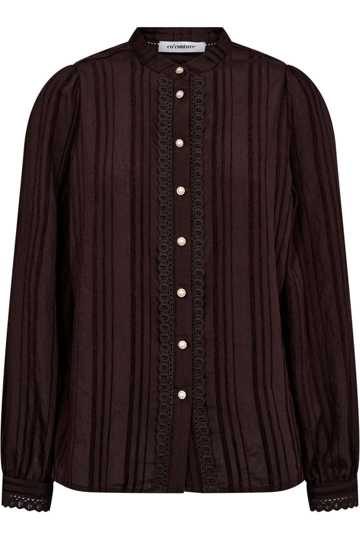 Co´Couture - Kesicc Lace Shirt 35960 - 145 - Dark Brown Skjorter