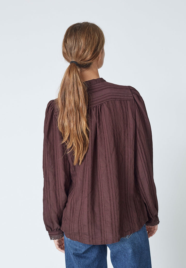 Co´Couture - Kesicc Lace Shirt 35960 - 145 - Dark Brown Skjorter