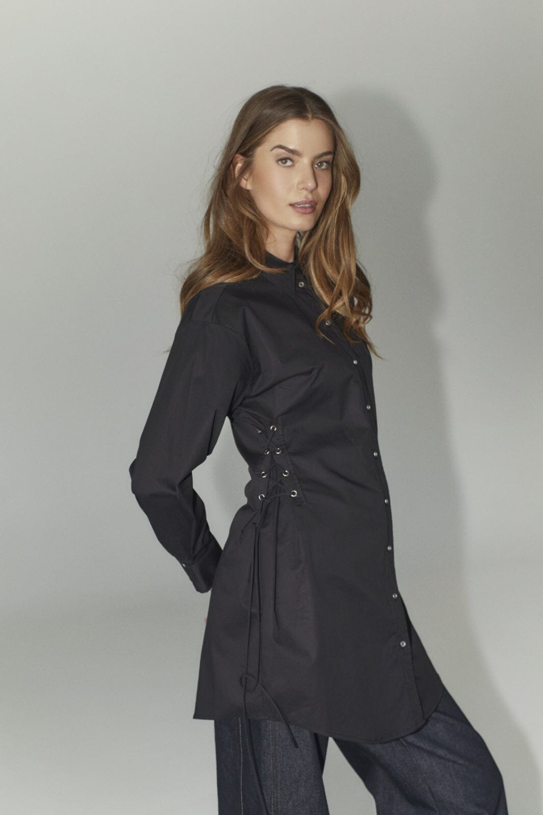 Co´Couture - Poppycc Eyelet Tie Shirt Dress 36525 - 96 - Black Skjorter