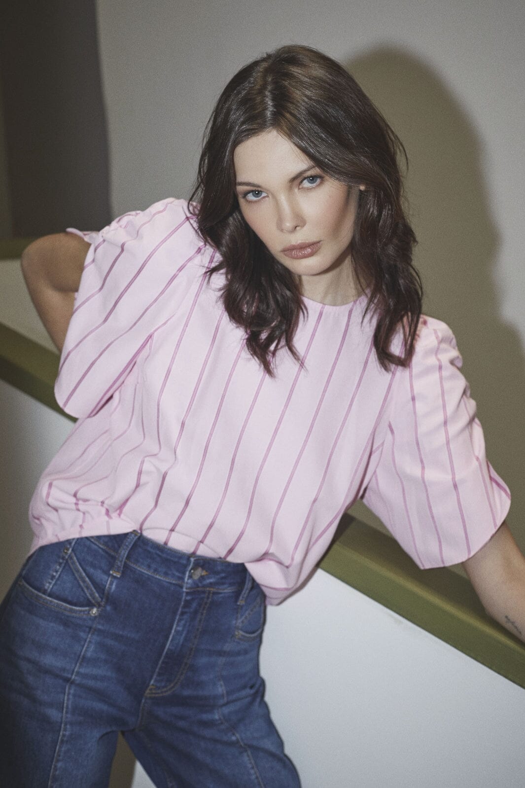 Co´Couture - Rosalinacc Stripe Ss Blouse 35876 - 4543 - Pale Pink