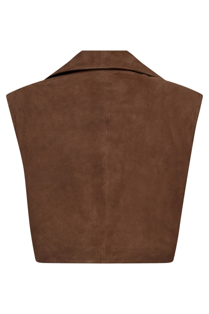 Co´Couture - Siennacc Suede Crop Waistcoat 30346 - 35 - Suntan