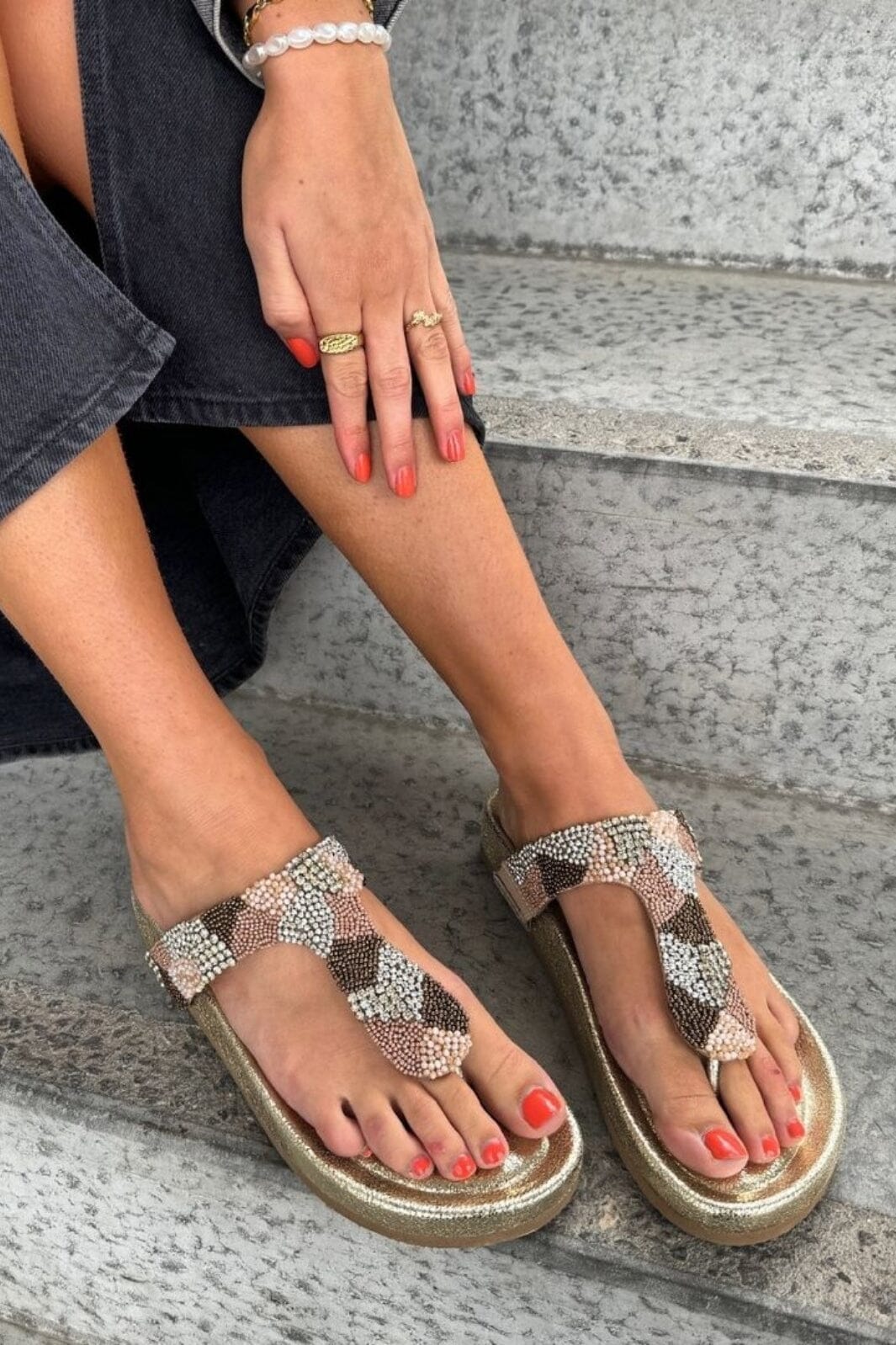 Copenhagen Shoes - Pearls And Gold - 0051 Gold Sandaler