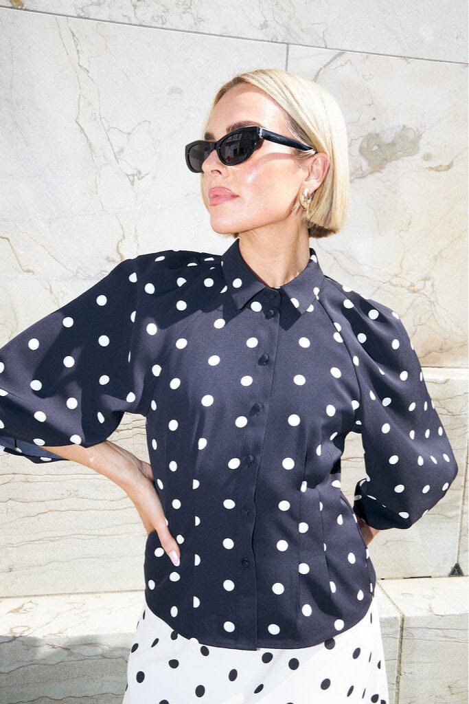 Cras - Joselle Shirt CE1042 - 8144 - 8144 Black Polka Skjorter