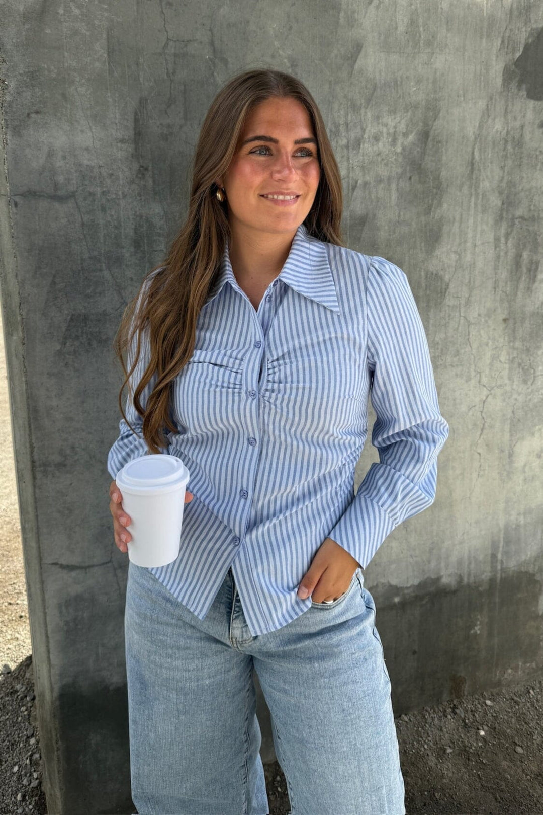 Dear Molly - Emmeli 154831B - Light Blue W.blue Strip Skjorter