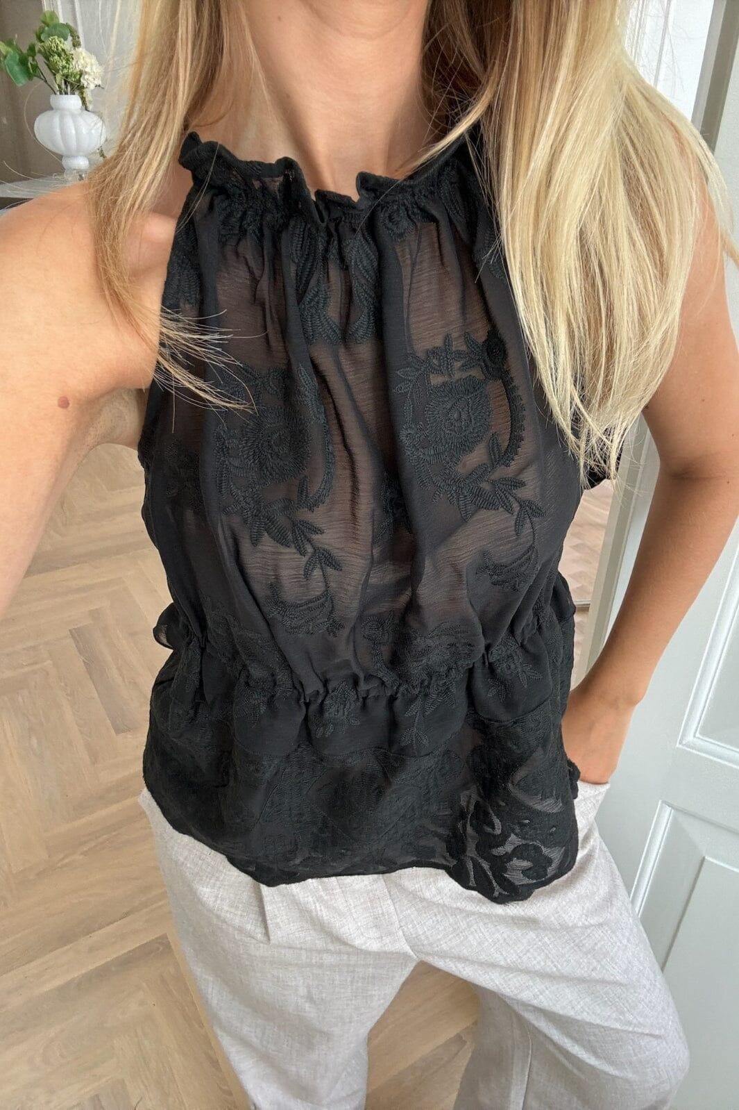 Forudbestilling - BYIC - Ellinoric Lace Top - vb Vintage Black Toppe