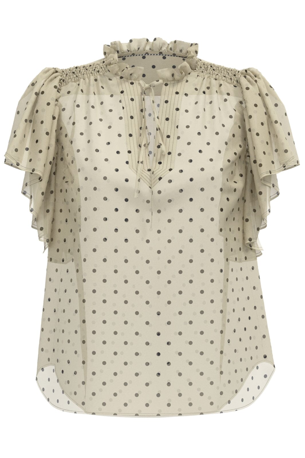 Forudbestilling - Co´couture - Dionnecc Dot Ss Frill Top 35664 - 108 Powder Toppe