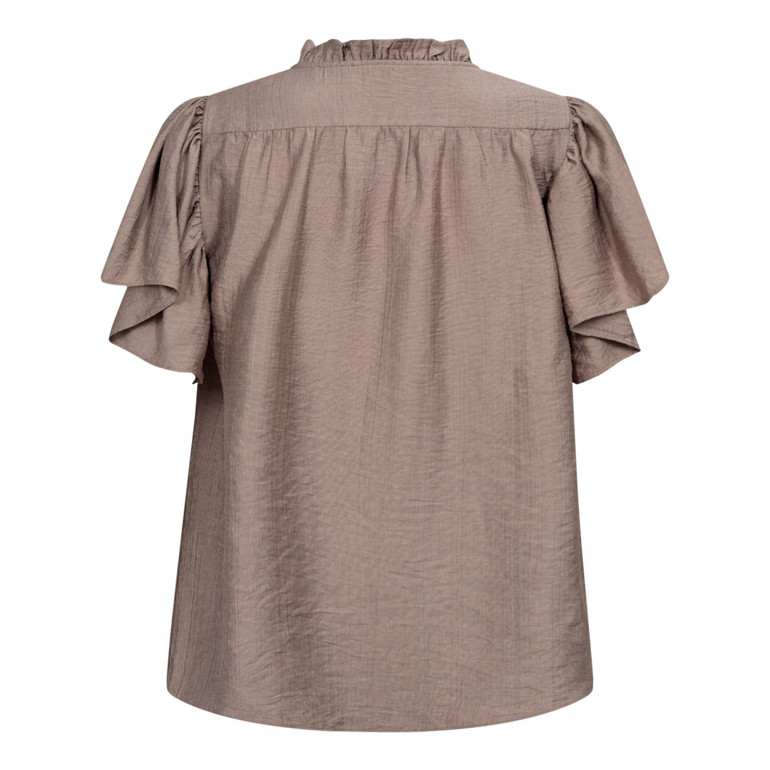 Forudbestilling - Co´Couture - Heracc Ss Frill Top 35703 - 154 - Walnut Skjorter