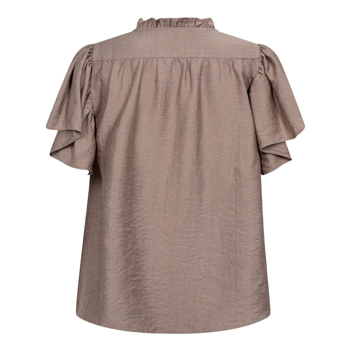 Forudbestilling - Co´Couture - Heracc Ss Frill Top 35703 - 154 - Walnut Skjorter