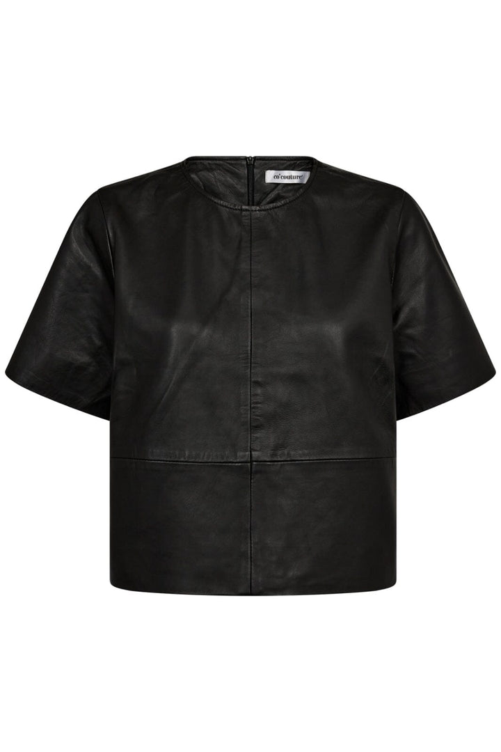 Forudbestilling - Co´couture - Phoebecc Leather Tee 35732 - 96 Black T-shirts