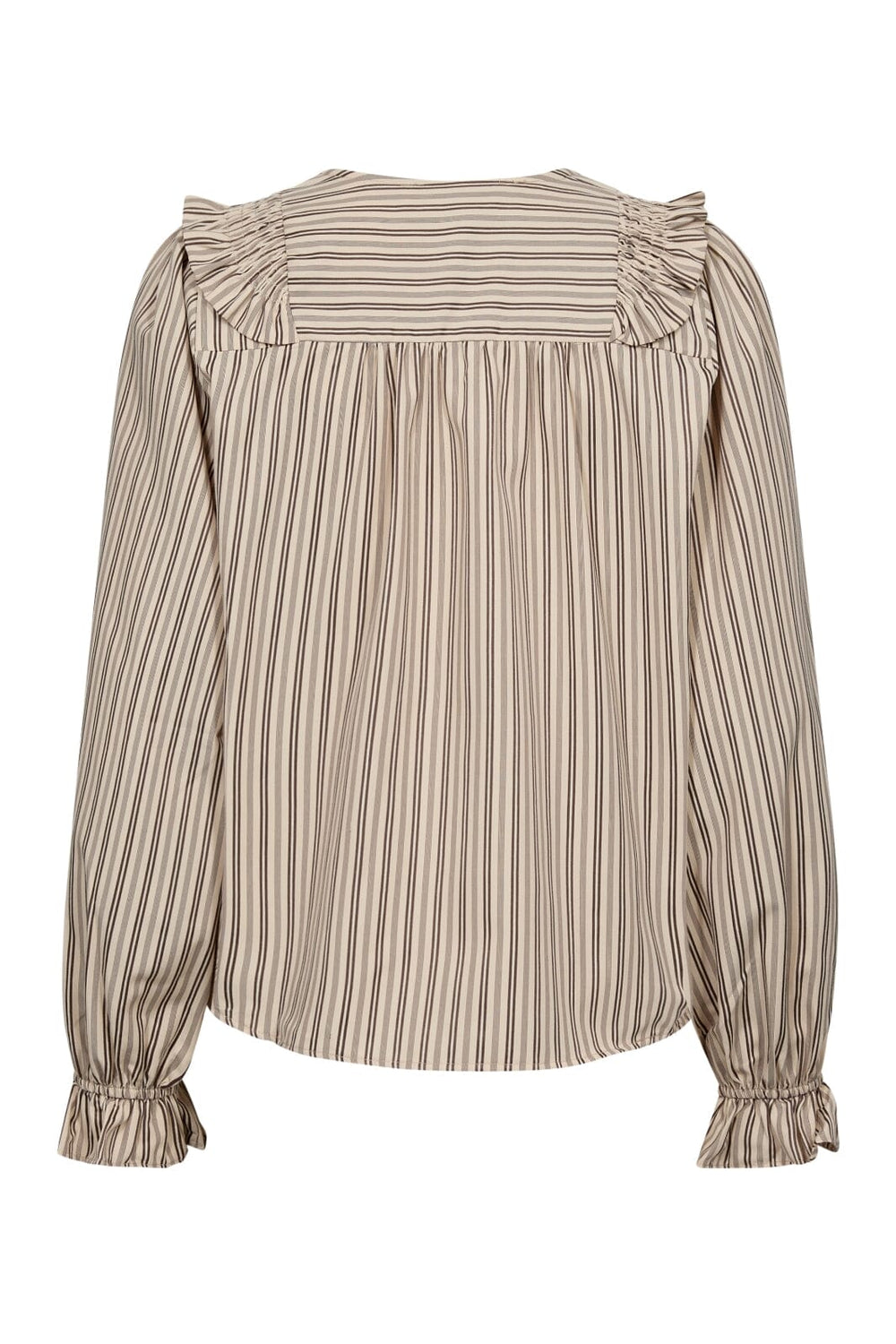 Forudbestilling - Co´couture - Siggaccstripesmockfrillblouse 35634 - 108 Powder Skjorter