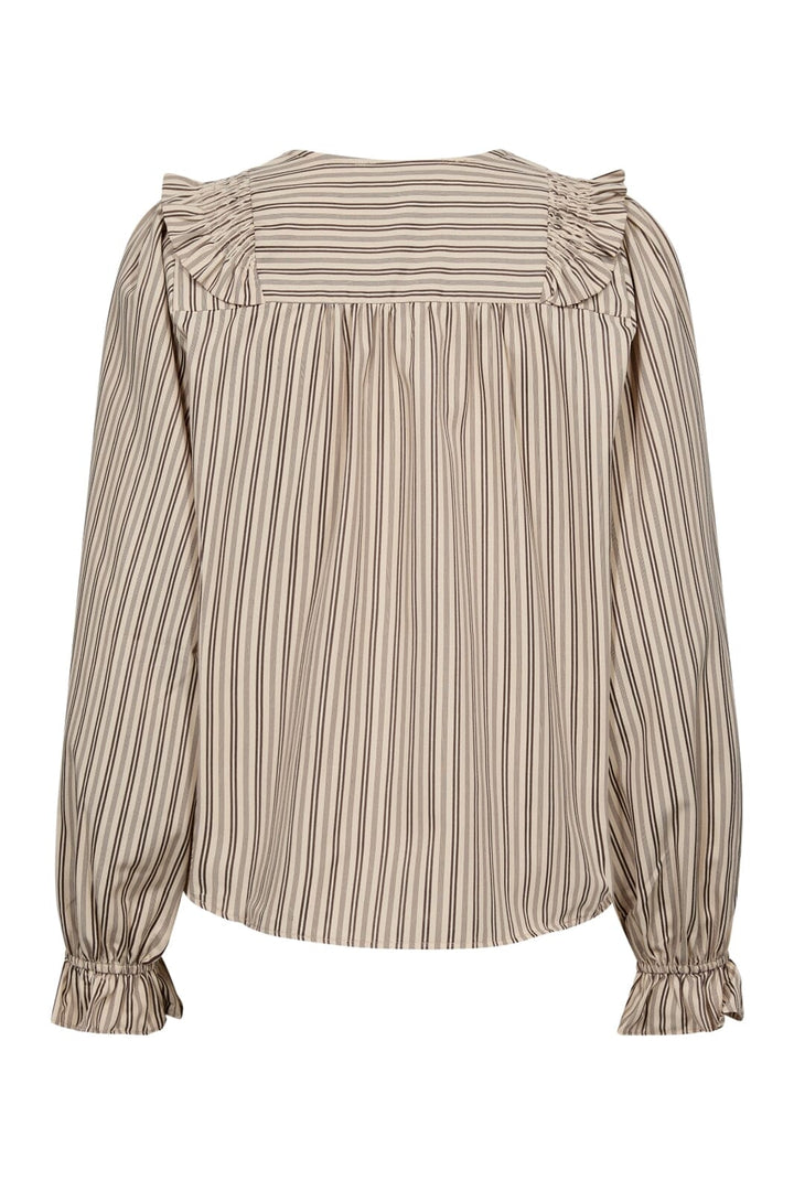 Forudbestilling - Co´couture - Siggaccstripesmockfrillblouse 35634 - 108 Powder Skjorter
