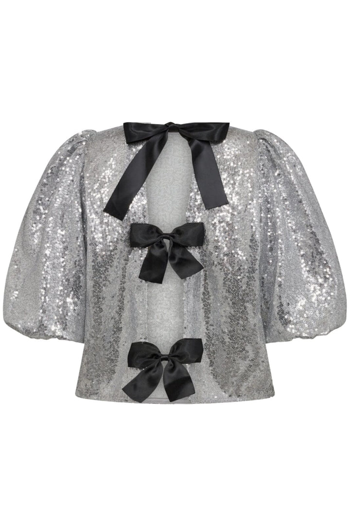Co´couture - Steviecc Sequin Bow Blouse 35333 - 930 Silver