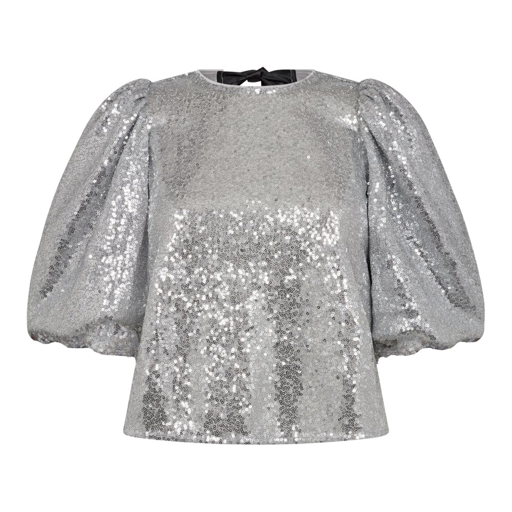 Co´couture - Steviecc Sequin Bow Blouse 35333 - 930 Silver