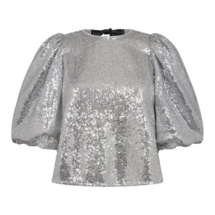 Co´couture - Steviecc Sequin Bow Blouse 35333 - 930 Silver