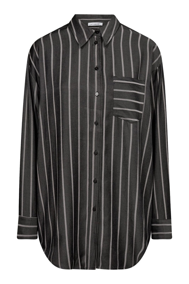 Co´couture - Suecc Stripe Oversize Shirt 35696 - 96 Black
