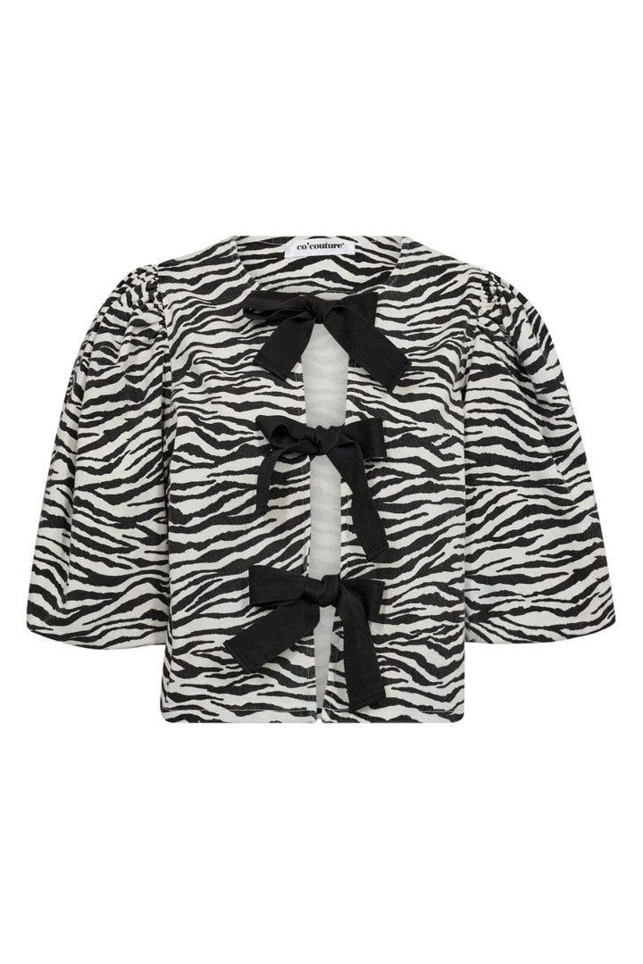 Forudbestilling - Co´couture - Zioncc Zebra Bow Blouse 35660 - 1196 Offwhite-Black Skjorter