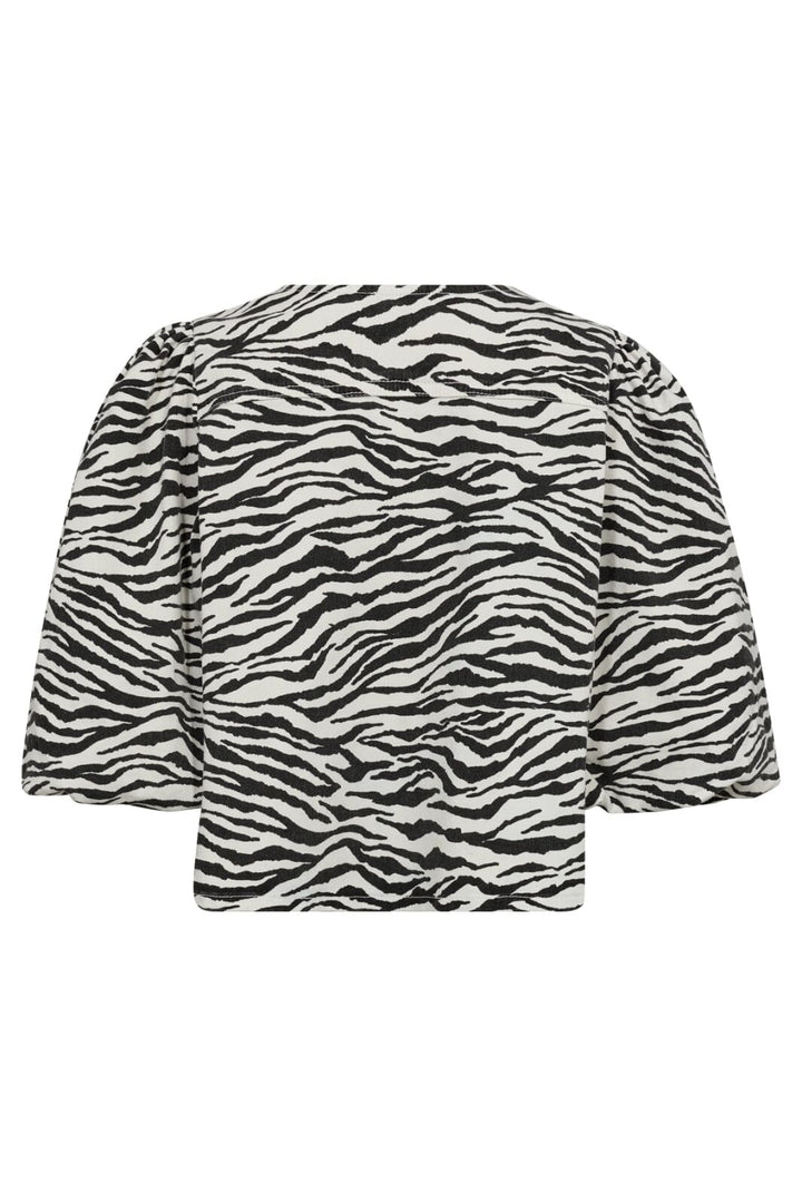 Forudbestilling - Co´couture - Zioncc Zebra Bow Blouse 35660 - 1196 Offwhite-Black Skjorter
