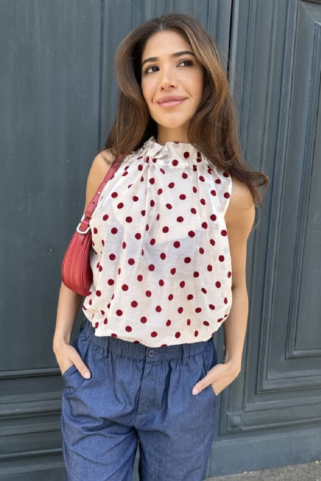 Continue - Liva Dot 14973 - White W Bordaux Dot