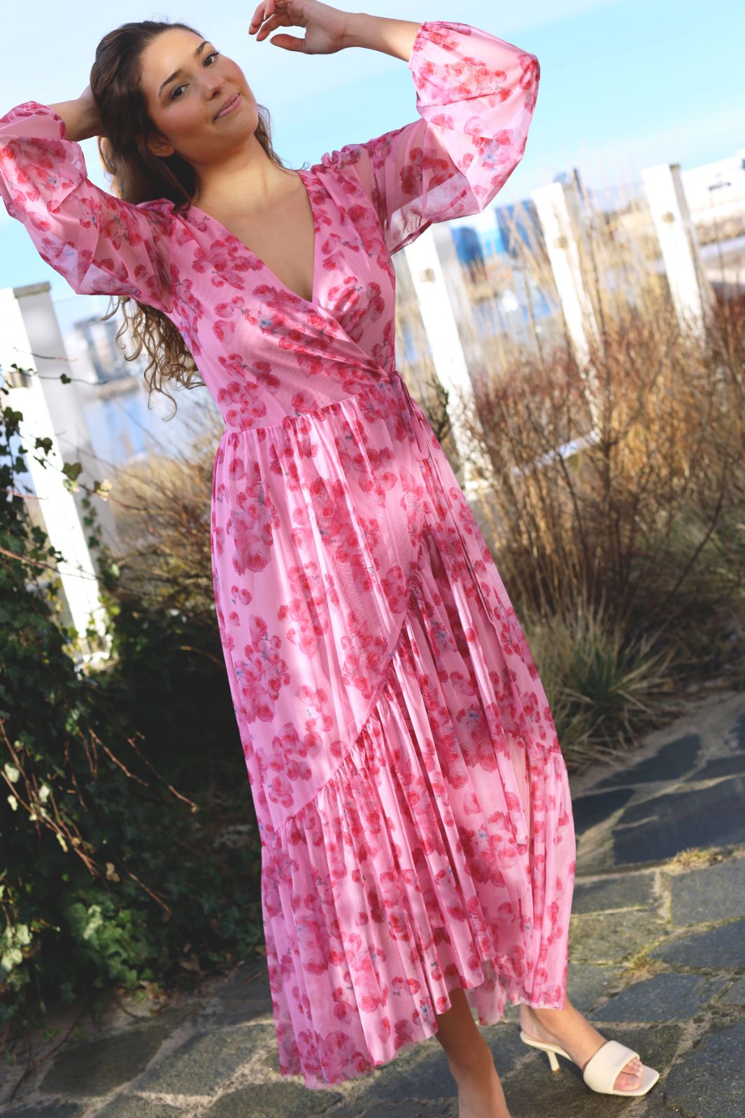 Forudbestilling - Cras - Debbie Dress - 8069 8069 Pink Roses Kjoler