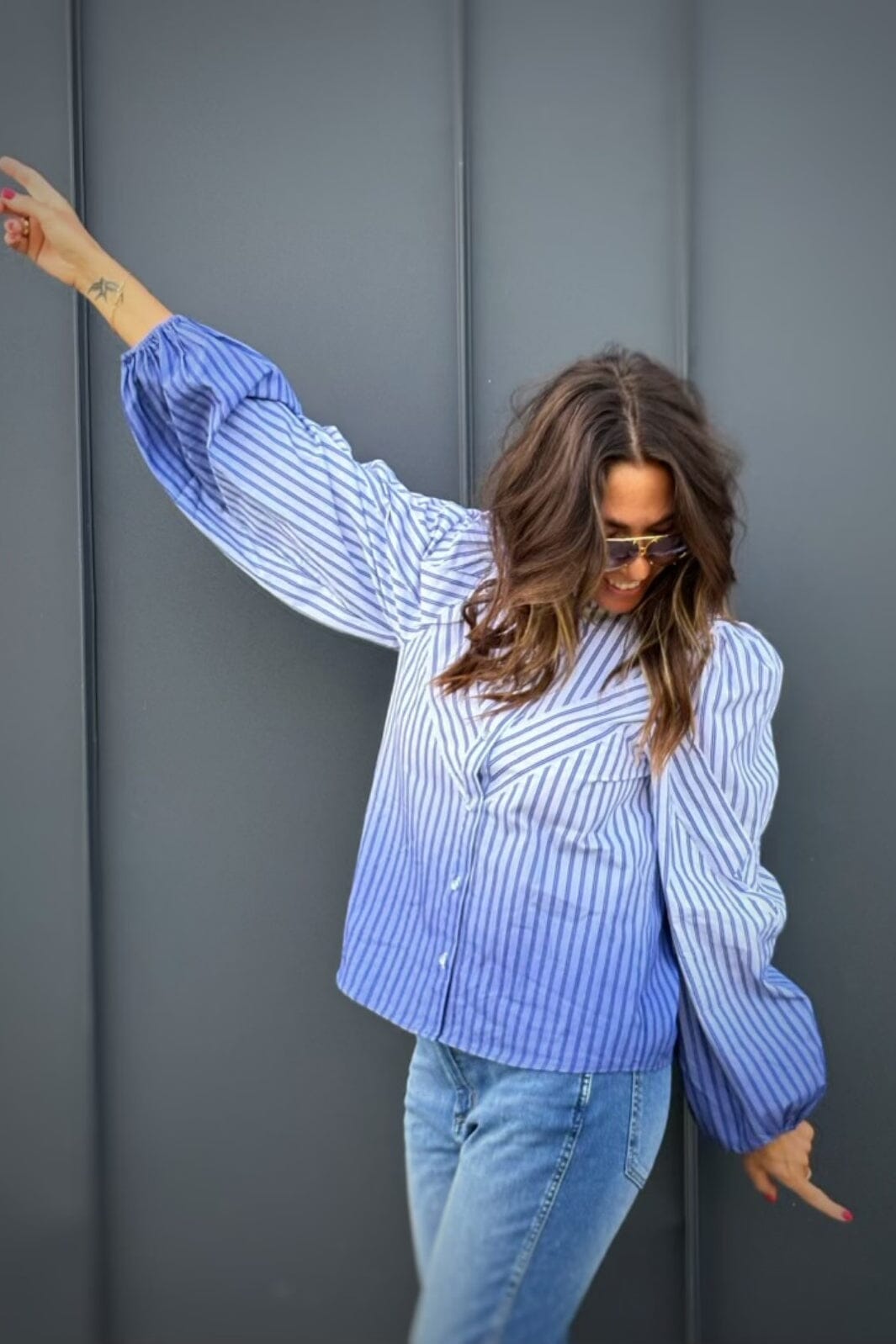 Gossia - Kanyago Shirt - Blue Stribe Ombre