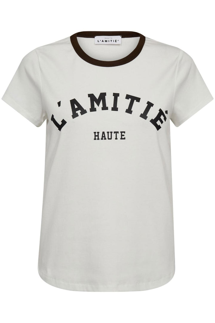 Forudbestilling - Haute L'Amitié - Neckline Logo Tee HL10006 - Off-White/Mocca T-shirts